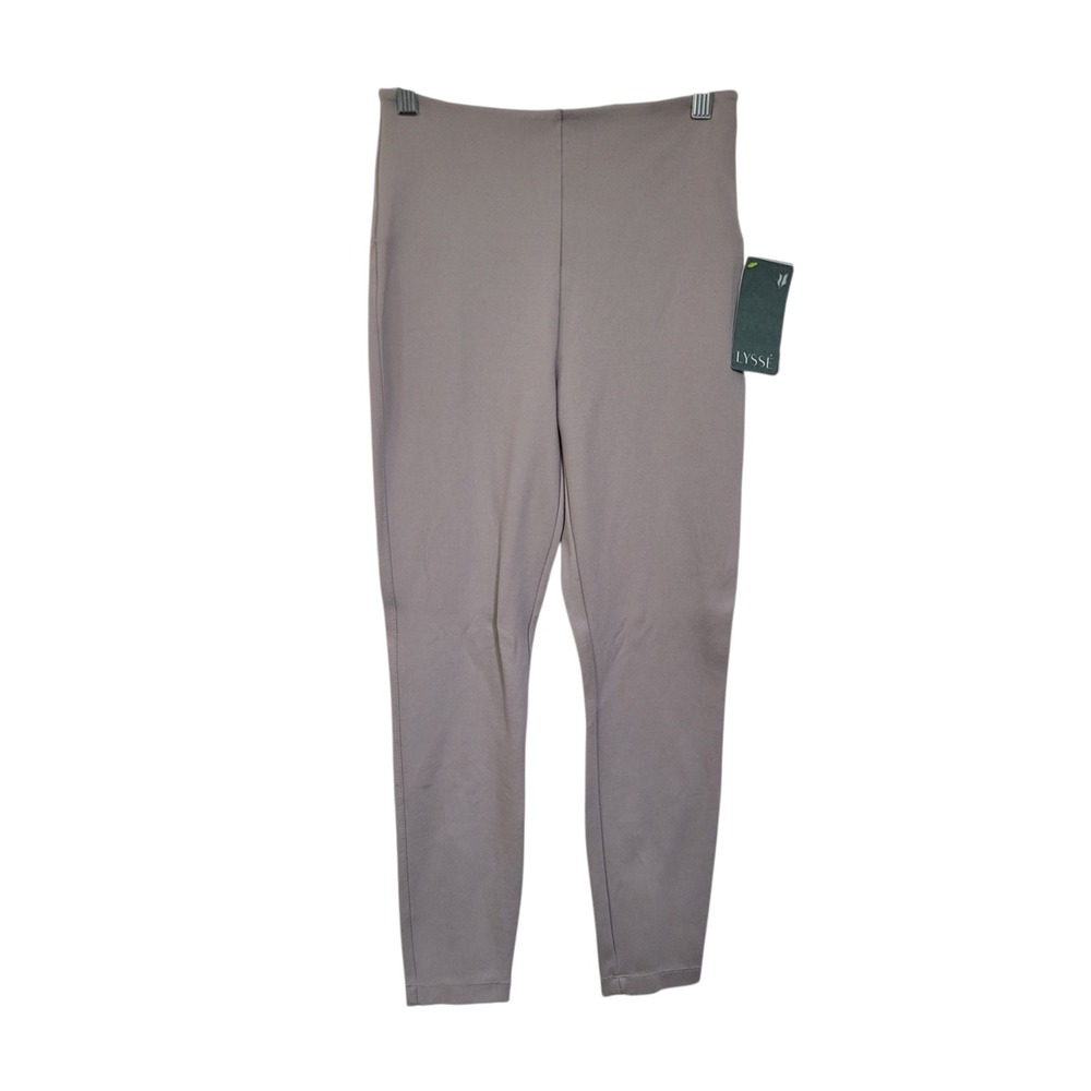 Lysse High Waist Lightweight Ponte Leggings Taupe Ankle Zip Size Small‎ NEW